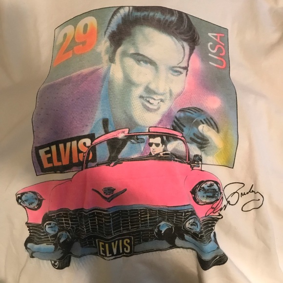 RARE Vintage 90s Elvis Presley Cadillac T shirt OS - Picture 4 of 4